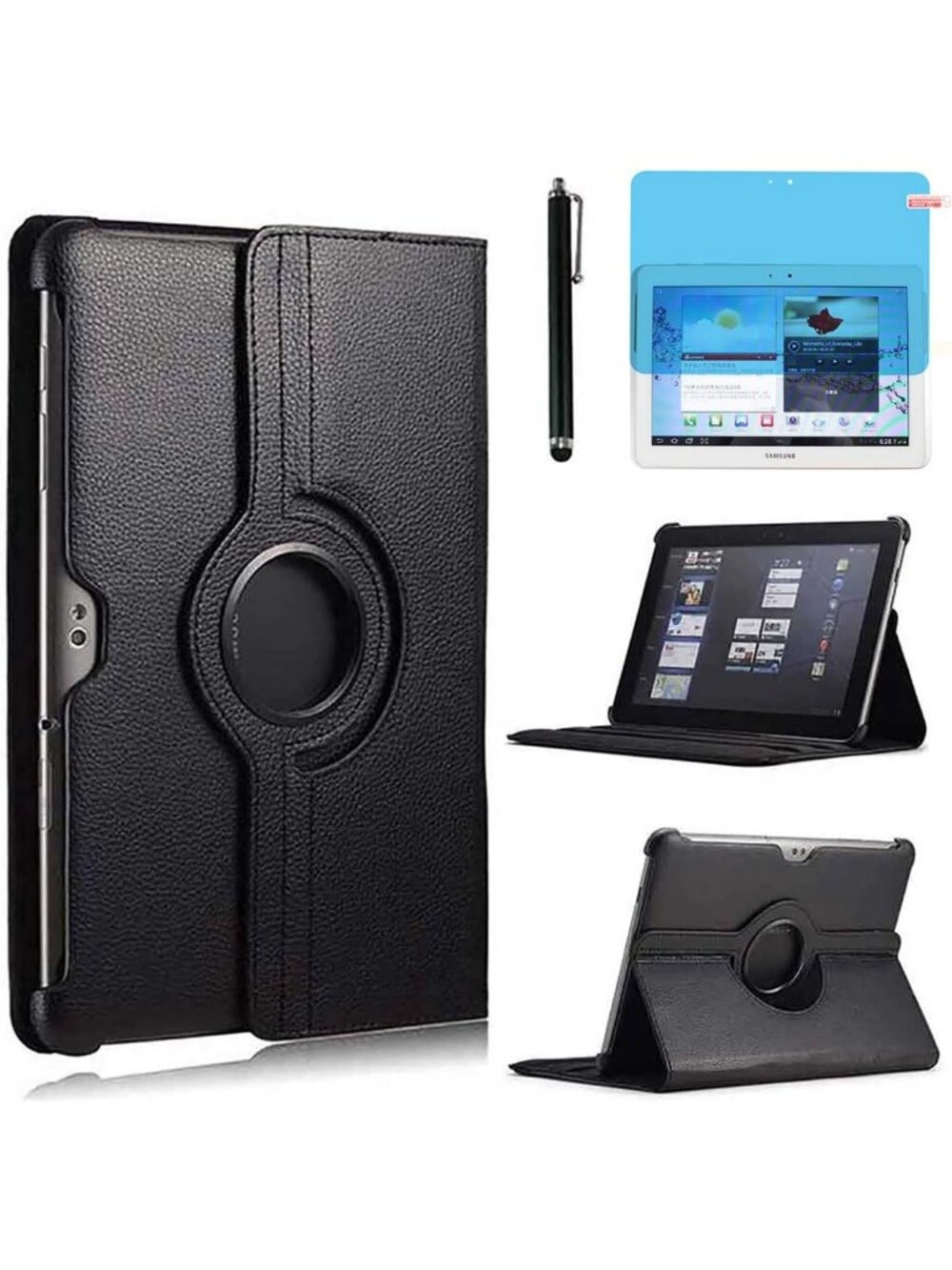 360° Rotating Stand Case for 10.1" Tablet, Full Protection, Stylus & Screen Film
